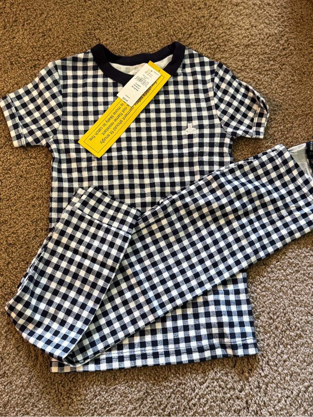 GAP Navy and White Gingham Kids Pajama Set